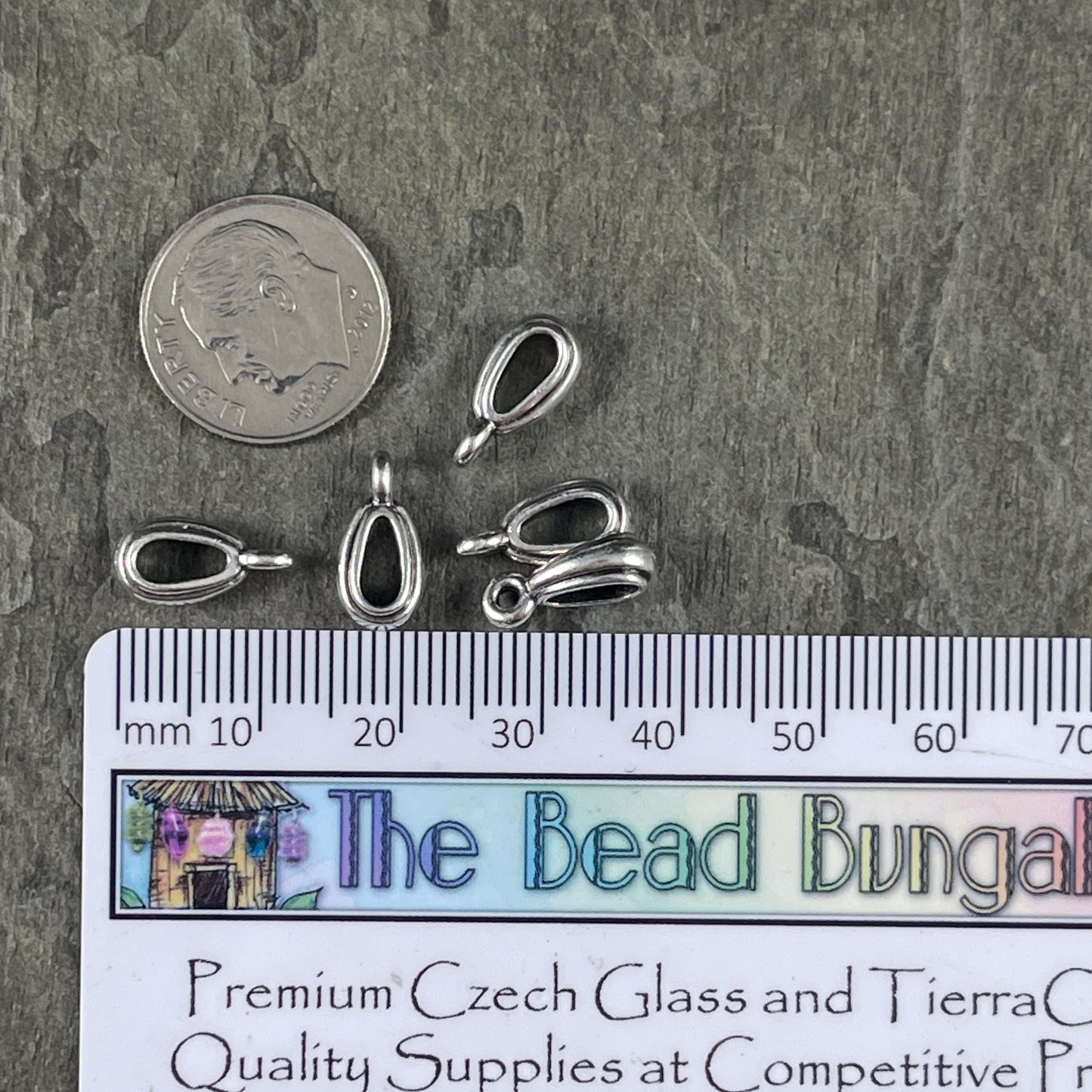 13mm Nouveau Bail with Loop, TierraCast, Antiqued Silver Plated Pewter (PF/809-77) * BULK BAG - Qty. 20