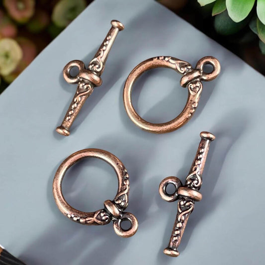 TierraCast Heirloom Toggle Clasp, Medium Size Antiqued Copper Toggle Clasp (PF/947-87) * Qty. 2