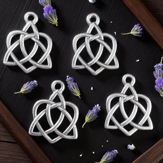 TierraCast Triquetra Charm, Antiqued Silver Celtic Open Heart Triquetra Combination (PF/538-77) * Qty. 4