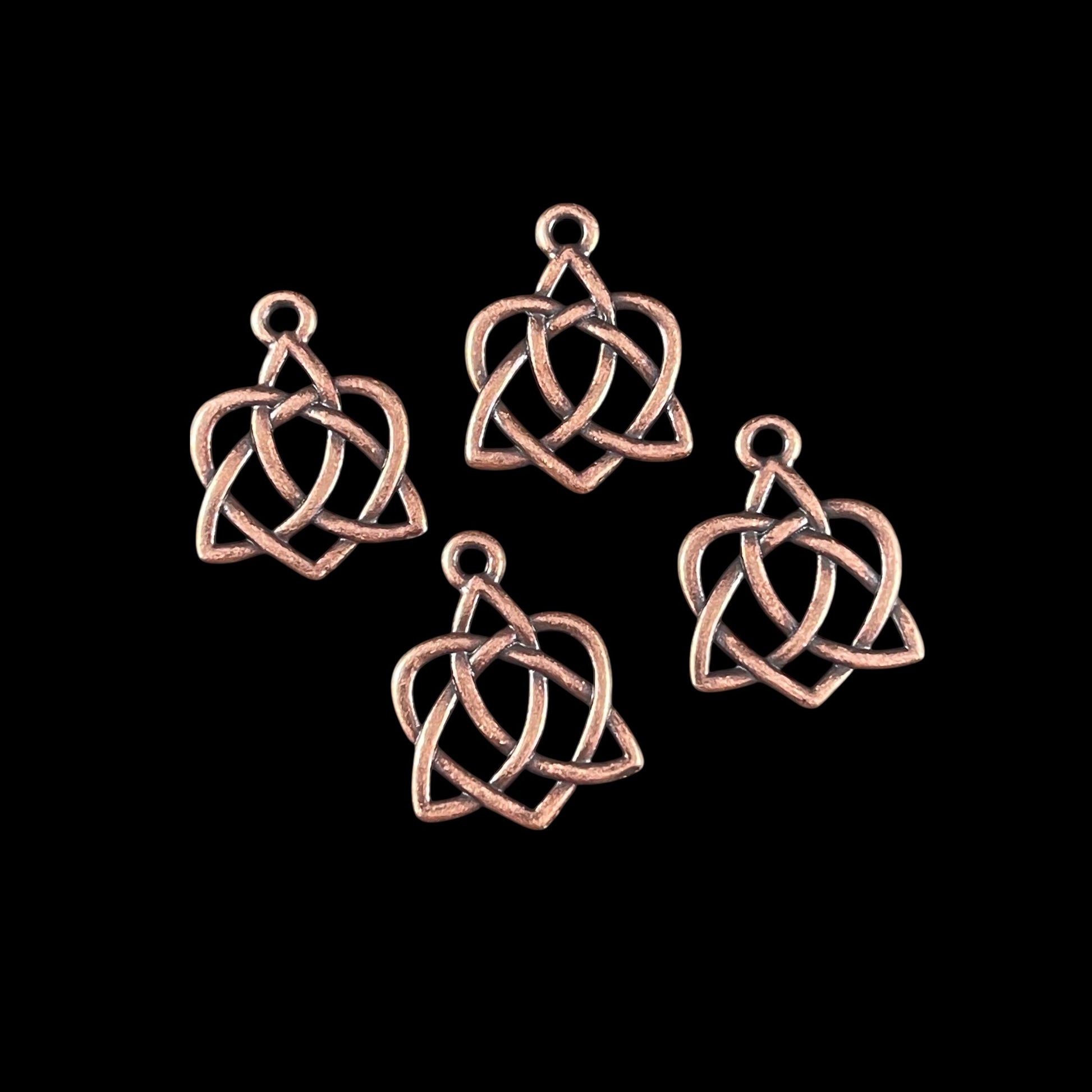 TierraCast Triquetra Charm, Antiqued Copper Celtic Open Heart Triquetra Combination (PF/538-87) * Qty. 4