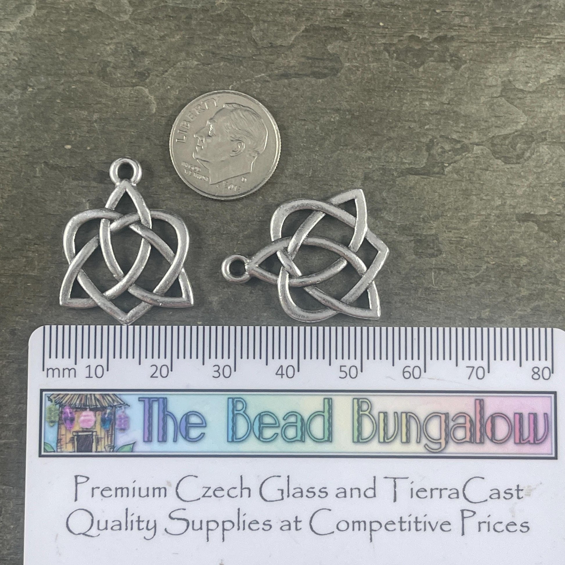 TierraCast Triquetra Charm, Antiqued Silver Celtic Open Heart Symbolic Pendant * Qty. 2