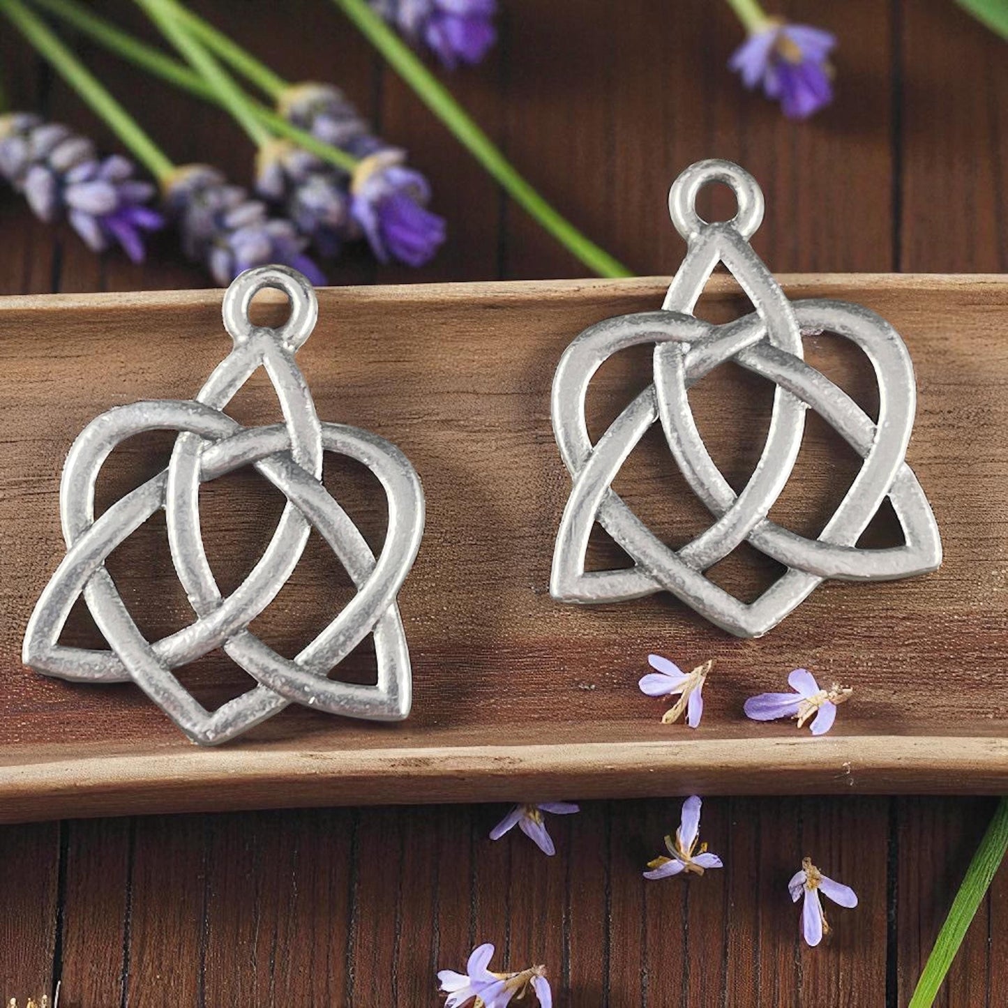 TierraCast Triquetra Charm, Antiqued Silver Celtic Open Heart Symbolic Pendant (PF/539-77) * Qty. 2
