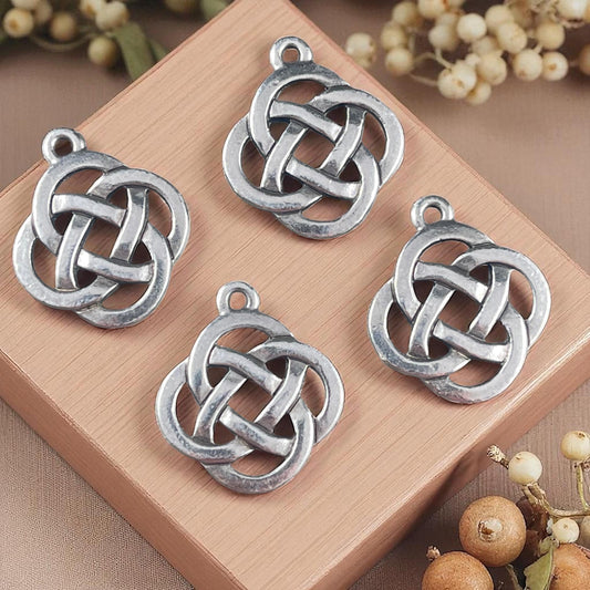 TierraCast Celtic Open Infinity Knot Charm, Antiqued Silver Celtic Symbolic Charm (PF/1030-12) * Qty. 4