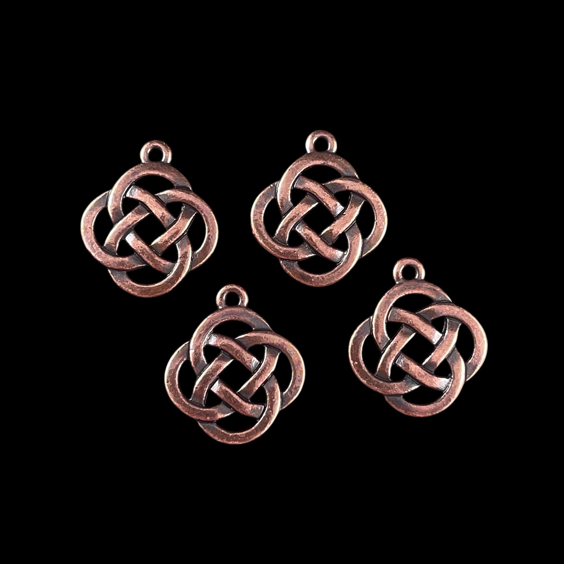 TierraCast Celtic Open Infinity Knot Charm, Antiqued Copper Celtic Symbolic Charm (PF/1030-87) * Qty. 4