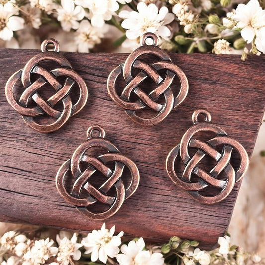 TierraCast Celtic Open Infinity Knot Charm, Antiqued Copper Celtic Symbolic Charm (PF/1030-87) * Qty. 4