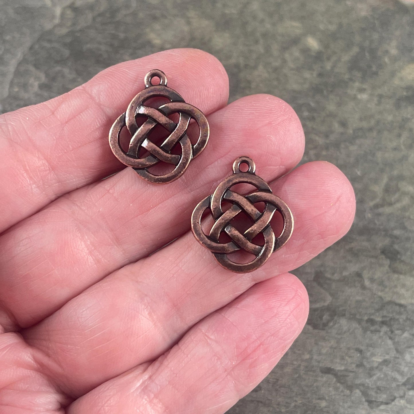 TierraCast Celtic Open Infinity Knot Charm, Antiqued Copper Celtic Symbolic Charm (PF/1030-87) * Qty. 4