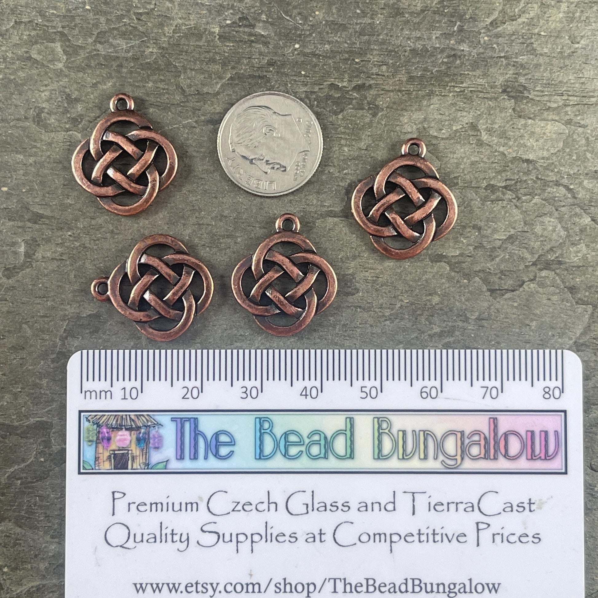 TierraCast Celtic Open Infinity Knot Charm, Antiqued Copper Celtic Symbolic Charm (PF/1030-87) * Qty. 4