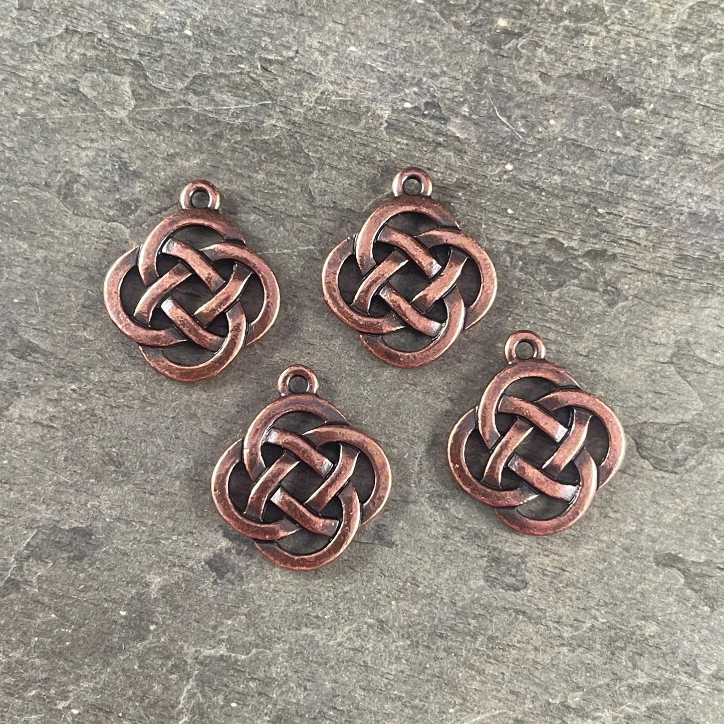 TierraCast Celtic Open Infinity Knot Charm, Antiqued Copper Celtic Symbolic Charm (PF/1030-87) * Qty. 4