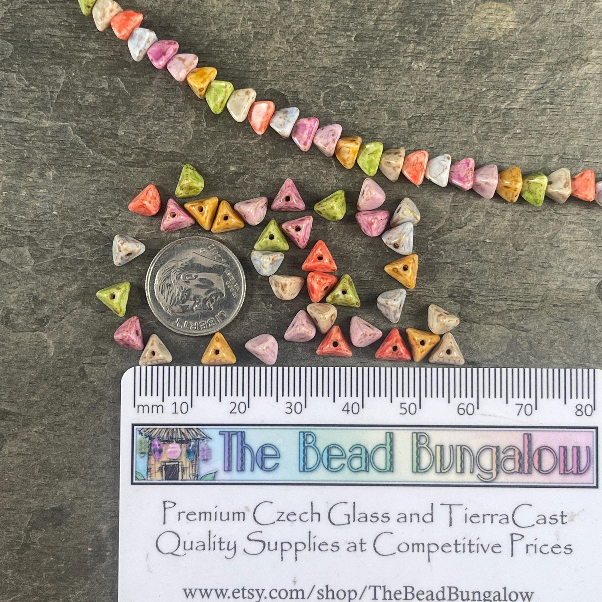 5mm Pyramid Beads, Exclusive Mix of Colors/Assortment, Small Triangle Beads (TP-Mix) * 35 Beads