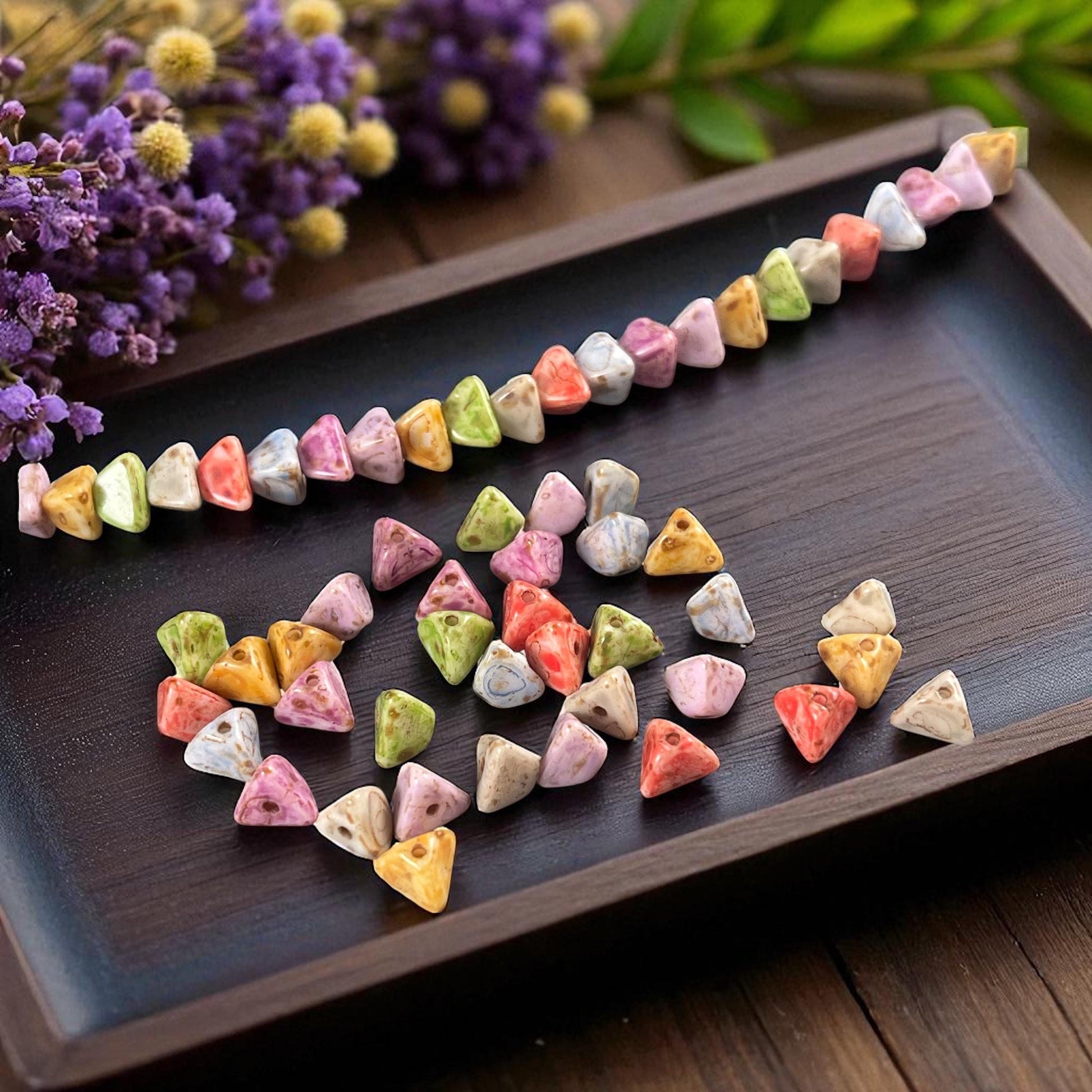 5mm Pyramid Beads, Exclusive Mix of Colors/Assortment, Small Triangle Beads (TP-Mix) * 35 Beads