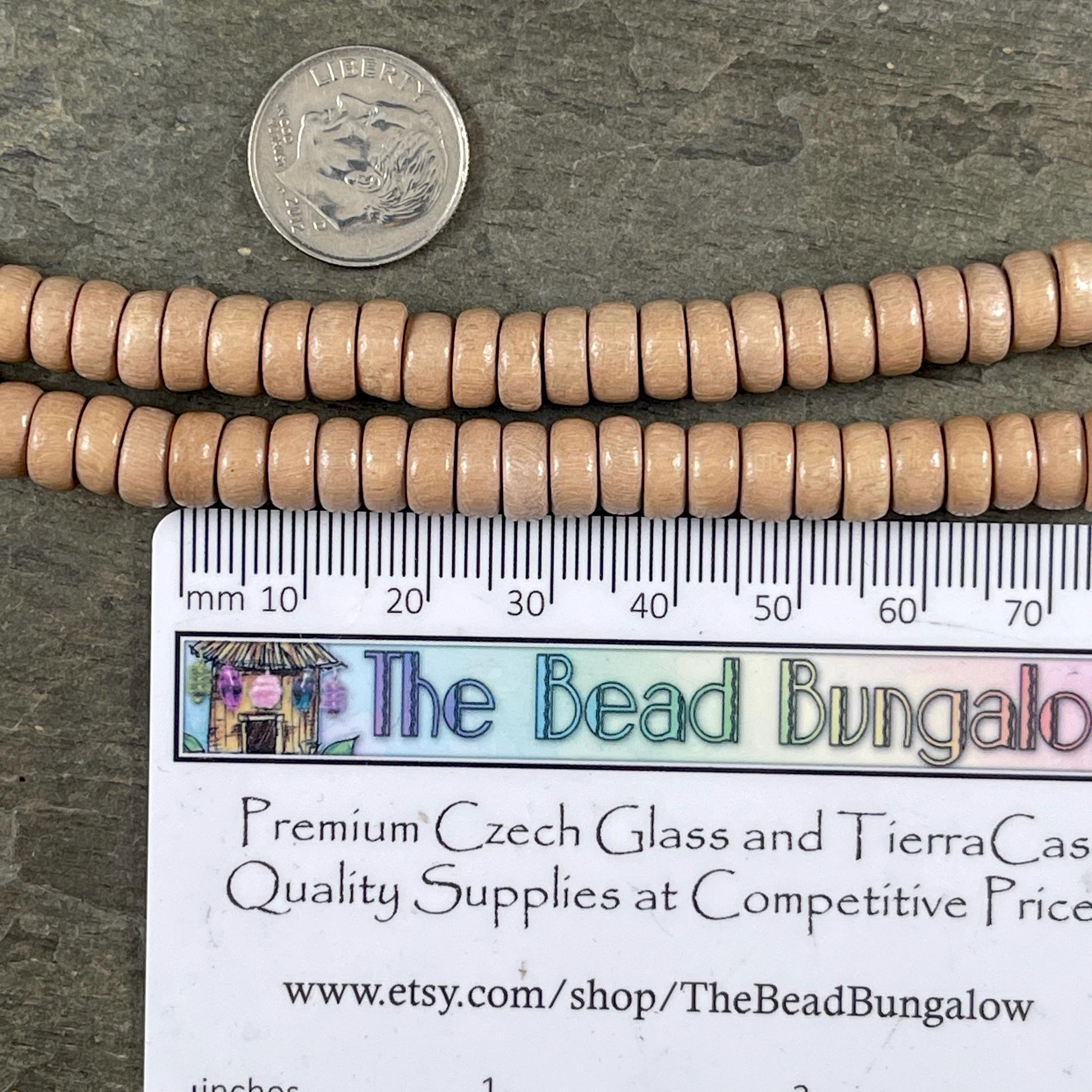 Camel Brown Wooden Beads, 8mm Tan Rondelle Beads (A1949) * 16" Strand