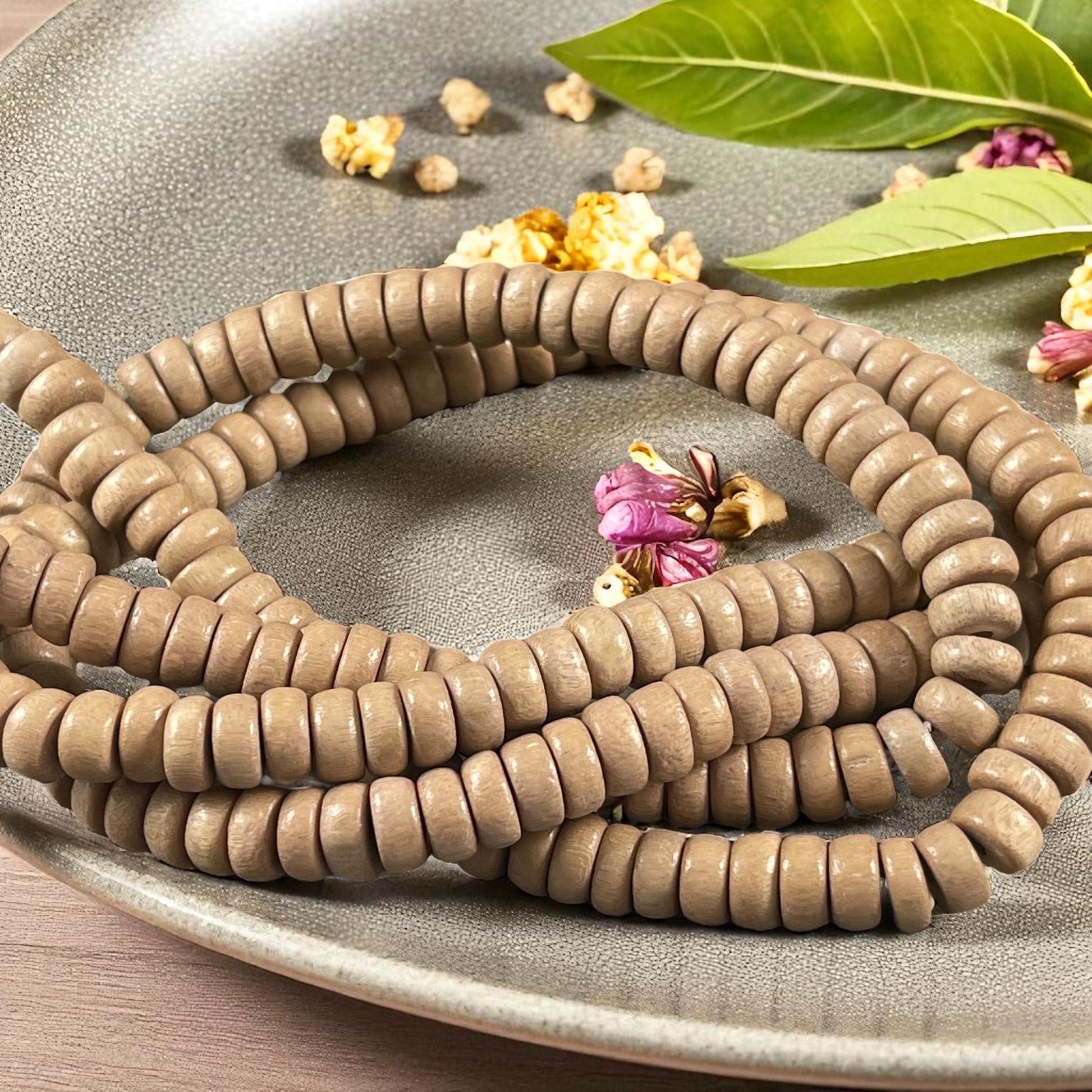Camel Brown Wooden Beads, 8mm Tan Rondelle Beads (A1949) * 16" Strand