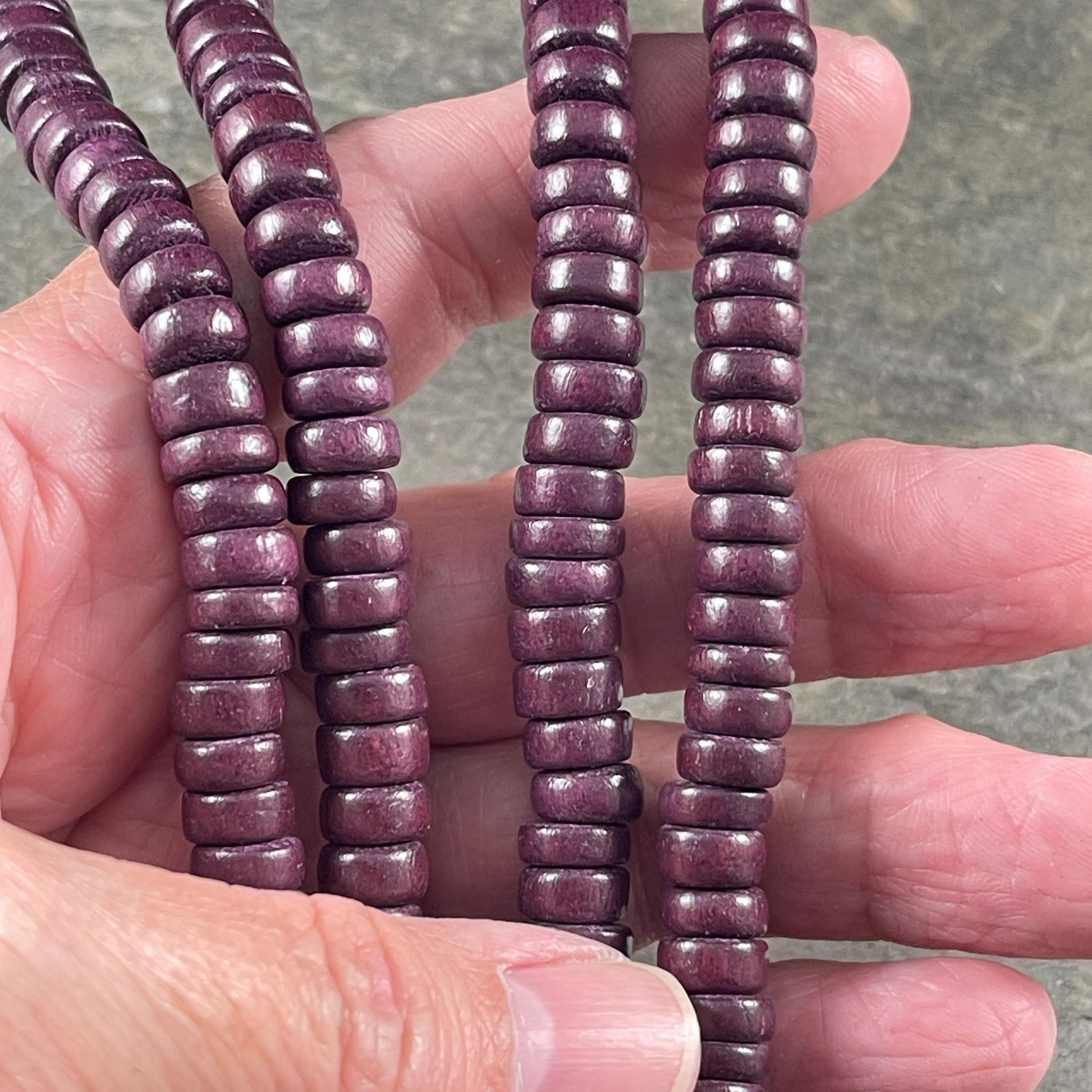 Purple Wooden Beads, 8mm Dark Plum Rondelle Beads (9599) * 16" Strand