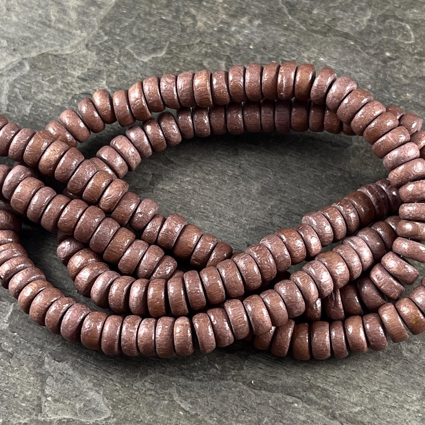 Brown Wooden Beads, 8mm Chocolate Brown Rondelle Beads (9598) * 16" Strand