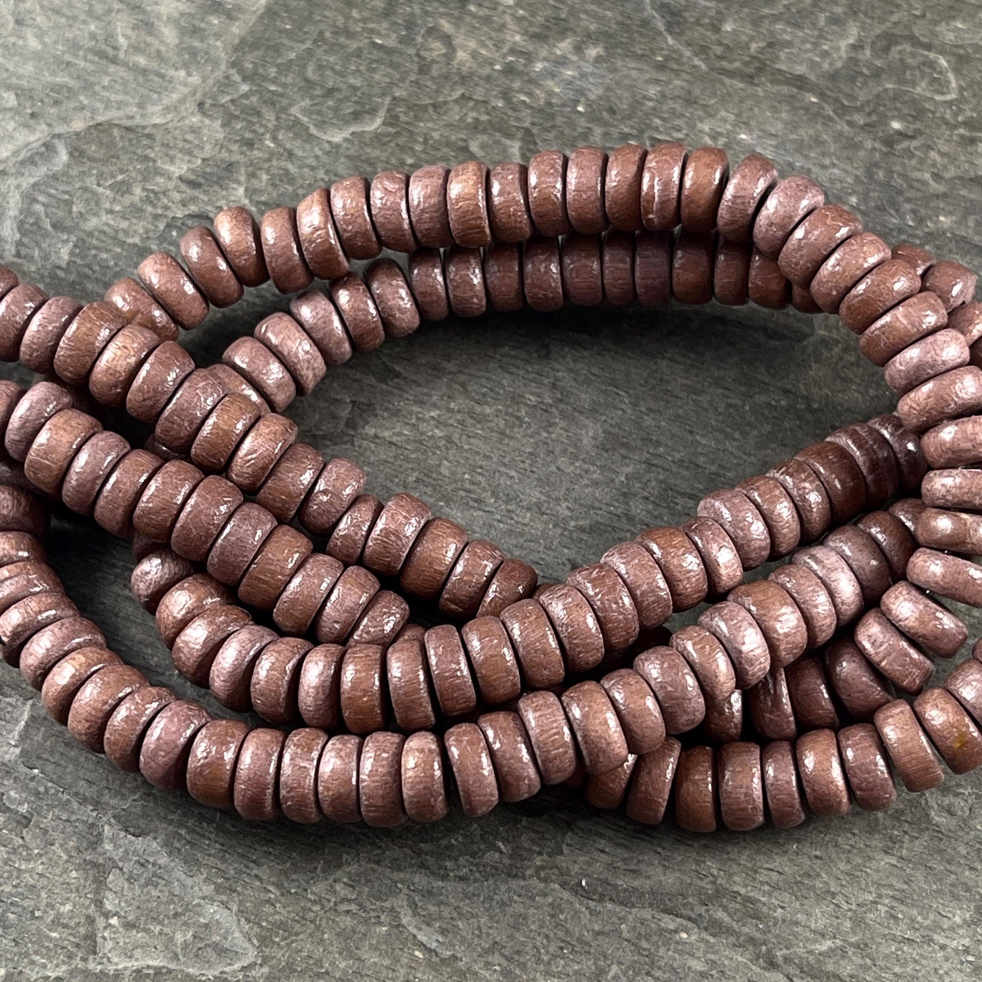Brown Wooden Beads, 8mm Chocolate Brown Rondelle Beads (9598) * 16" Strand