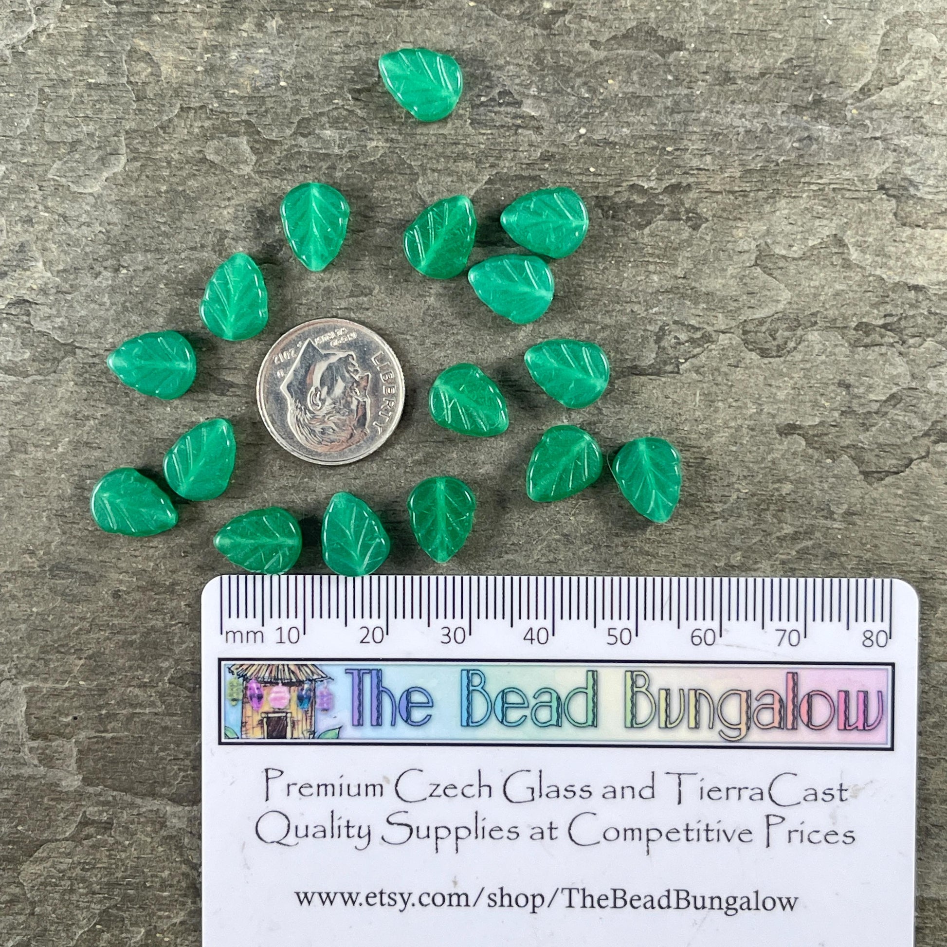Czech Glass Beads - Milky Green Oval Leaf, 10x8mm Center Drilled Mint Leaf Bead (Mint30) * Qty. 16