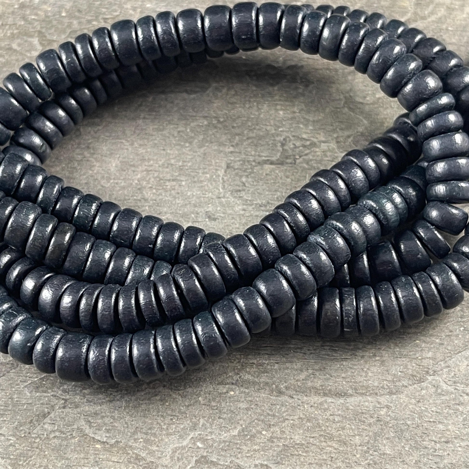 Black Wooden Beads, 8mm Black Rondelle Beads (9600) * 16" Strand