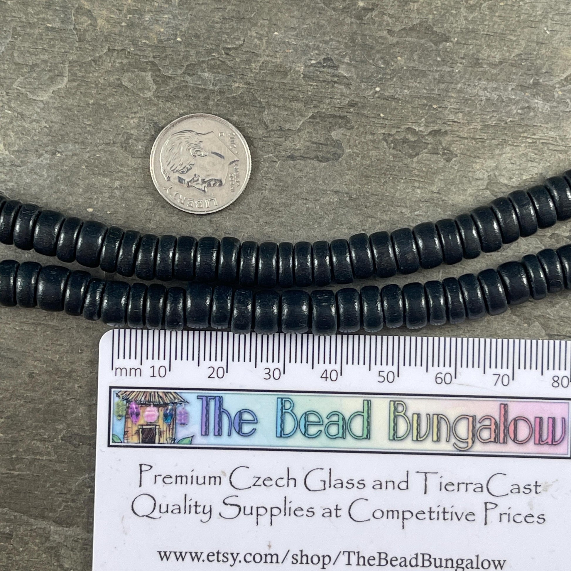 Black Wooden Beads, 8mm Black Rondelle Beads (9600) * 16" Strand