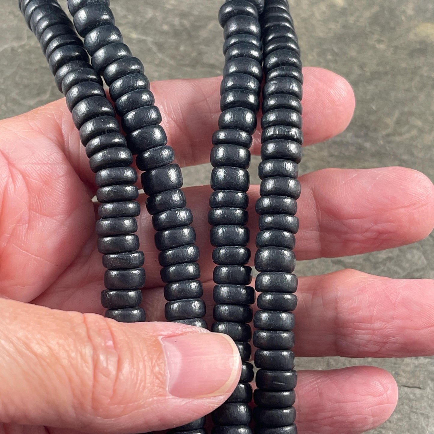 Black Wooden Beads, 8mm Black Rondelle Beads (9600) * 16" Strand