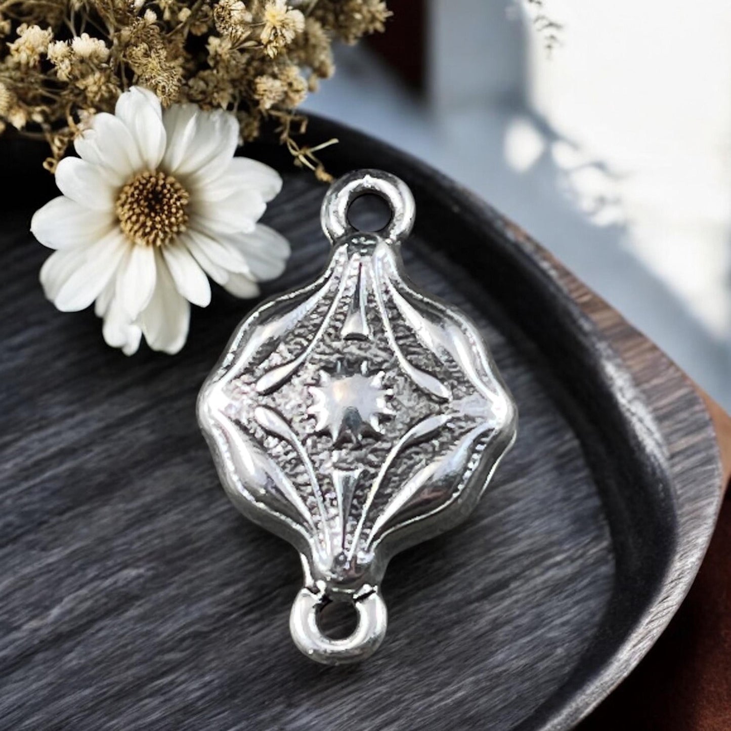 NEW - TierraCast Blossom Collection Magnetic Clasp, Antiqued Silver Diamond Shape Clasp for Jewelry (PF/15211-77) * Qty. 1
