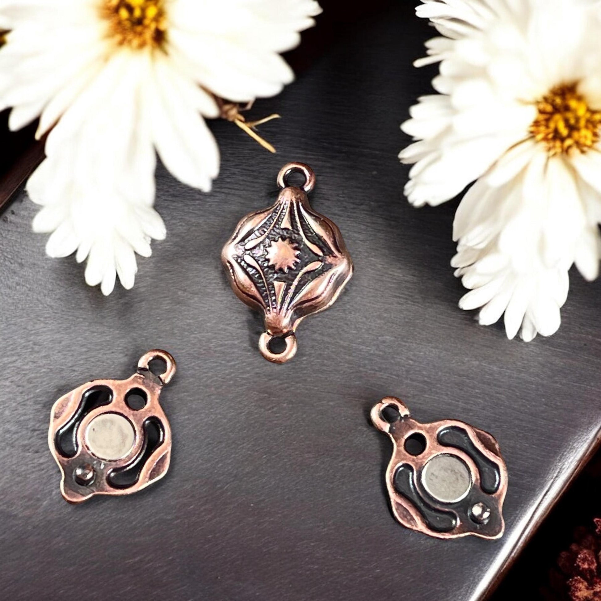 NEW - TierraCast Blossom Collection Magnetic Clasp, Antiqued Copper Diamond Shape Clasp for Jewelry (PF/15211-87) * Qty. 1