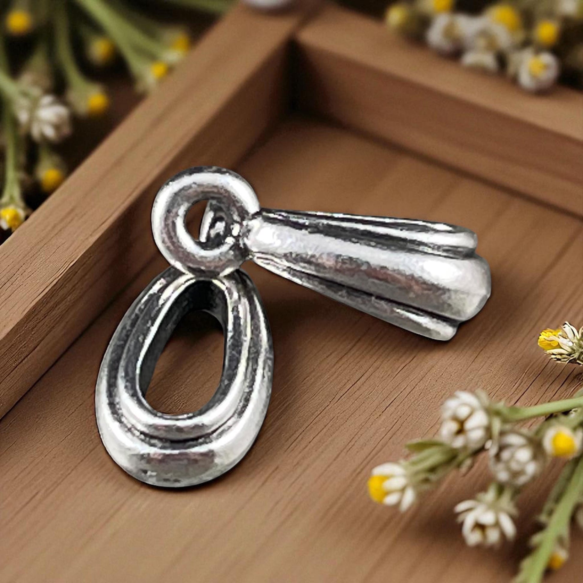 13mm Nouveau Bail with Loop, TierraCast, Antiqued Silver Plated Pewter (PF/809-77) * BULK BAG - Qty. 20