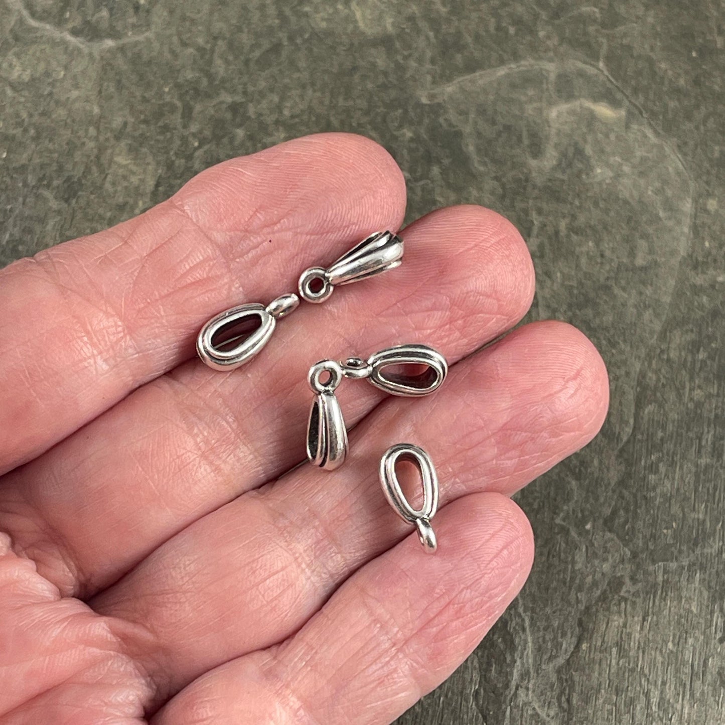 TierraCast Nouveau Bail, 13mm Bail with Loop, Classic Simple Loop Bail, Antiqued Silver Plated Pewter (PF/809-77) * Qty. 4
