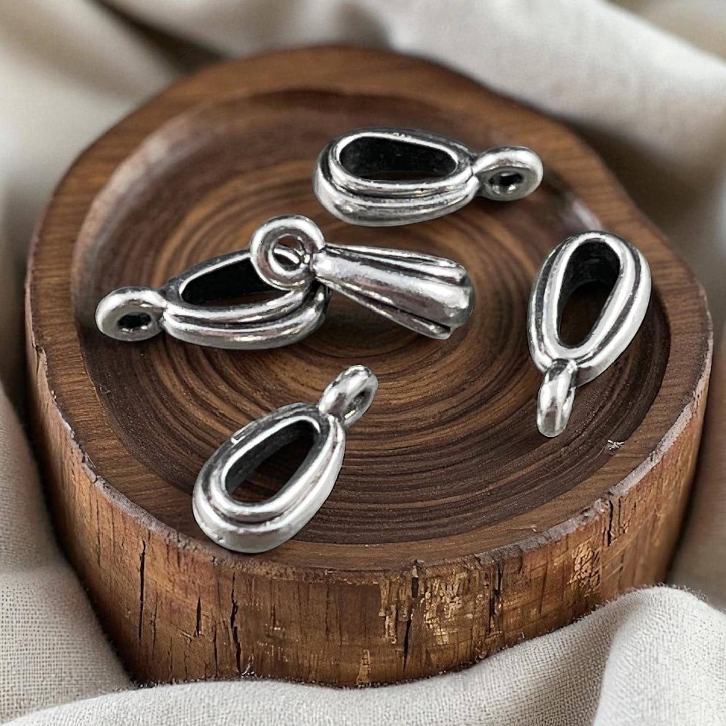 13mm Nouveau Bail with Loop, TierraCast, Antiqued Silver Plated Pewter (PF/809-77) * BULK BAG - Qty. 20
