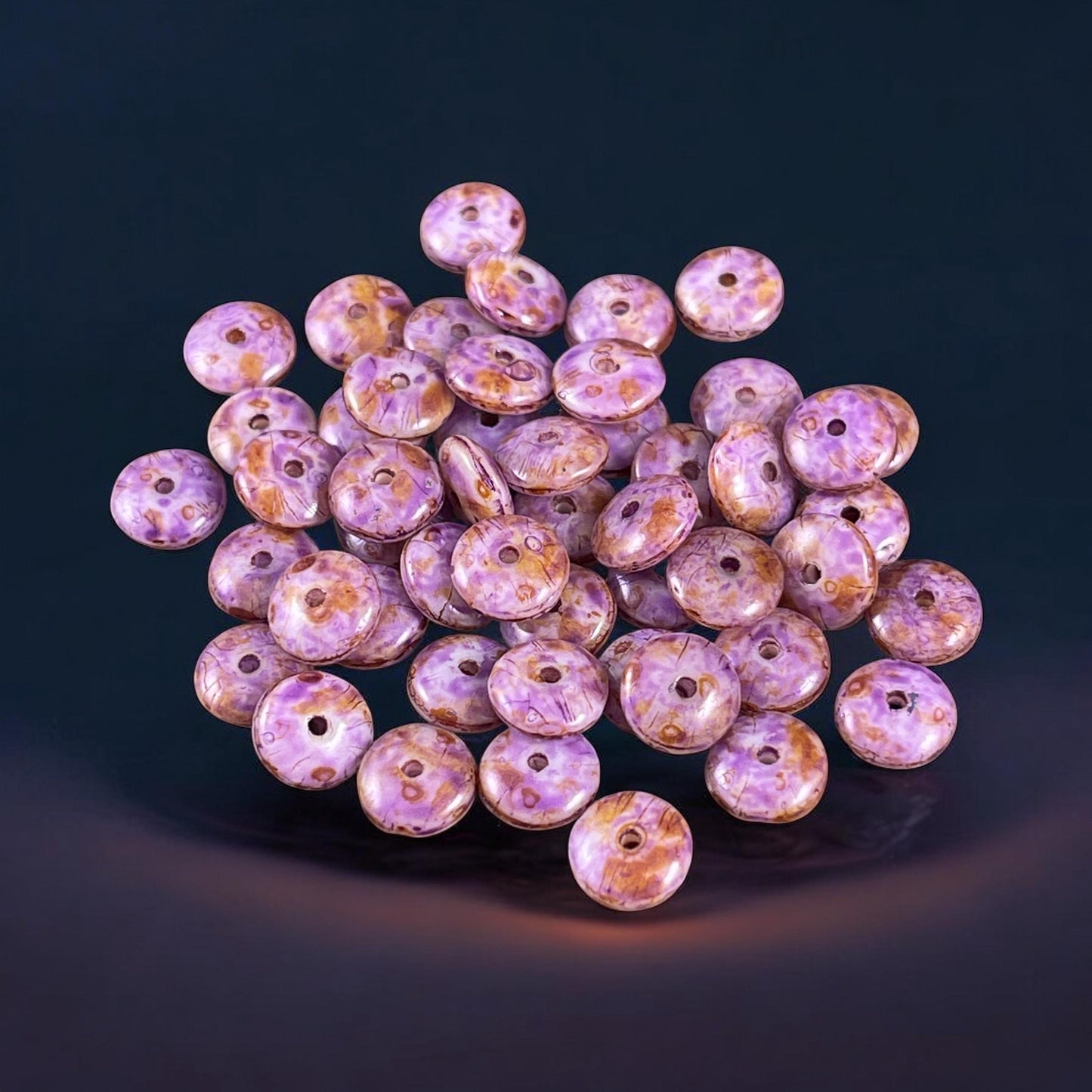 Czech Glass Beads - 6x2mm Heishi Rondelle, Thistle Purple with Picasso Finish (DSC/N-0453) * Qty. 50