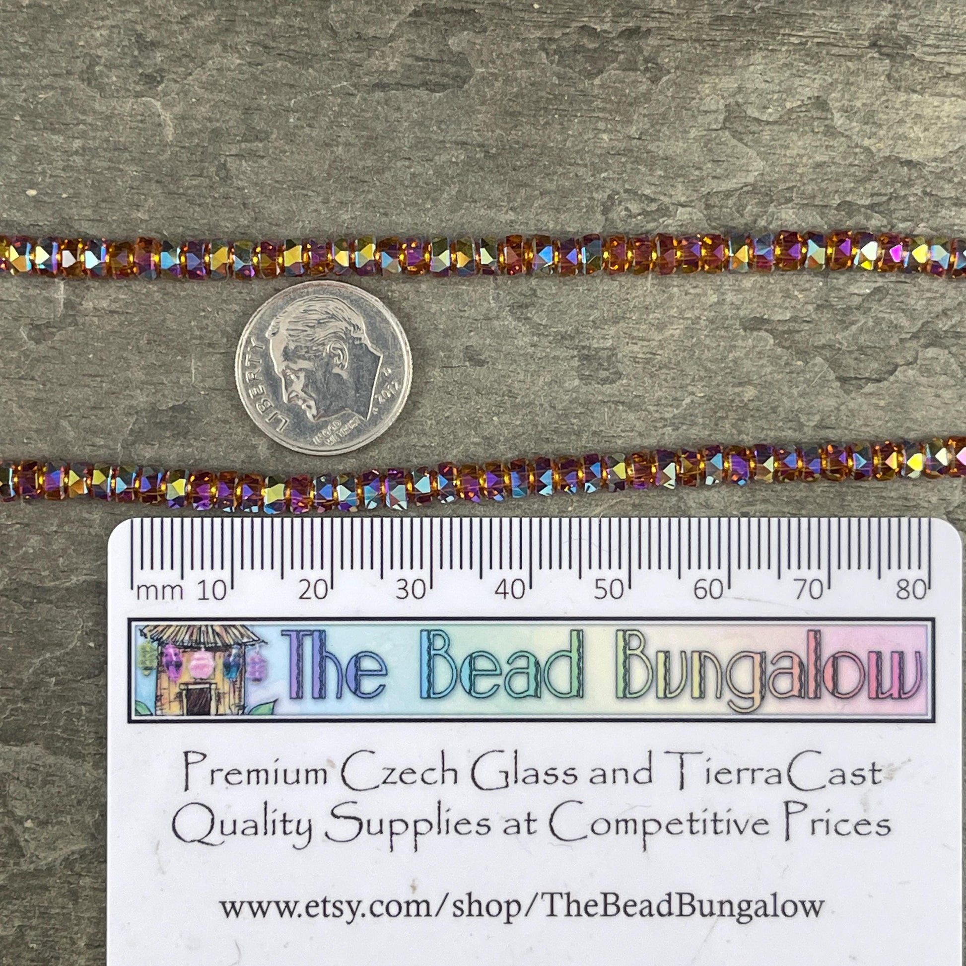 Faceted Glass Beads - 4x2.5mm Heishi Rondelles, Topaz with AB Finish (TopazAB) * 7" Strand