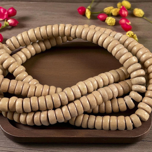 Camel Brown Wooden Beads, 8mm Tan Rondelle Beads (A1949) * 16" Strand