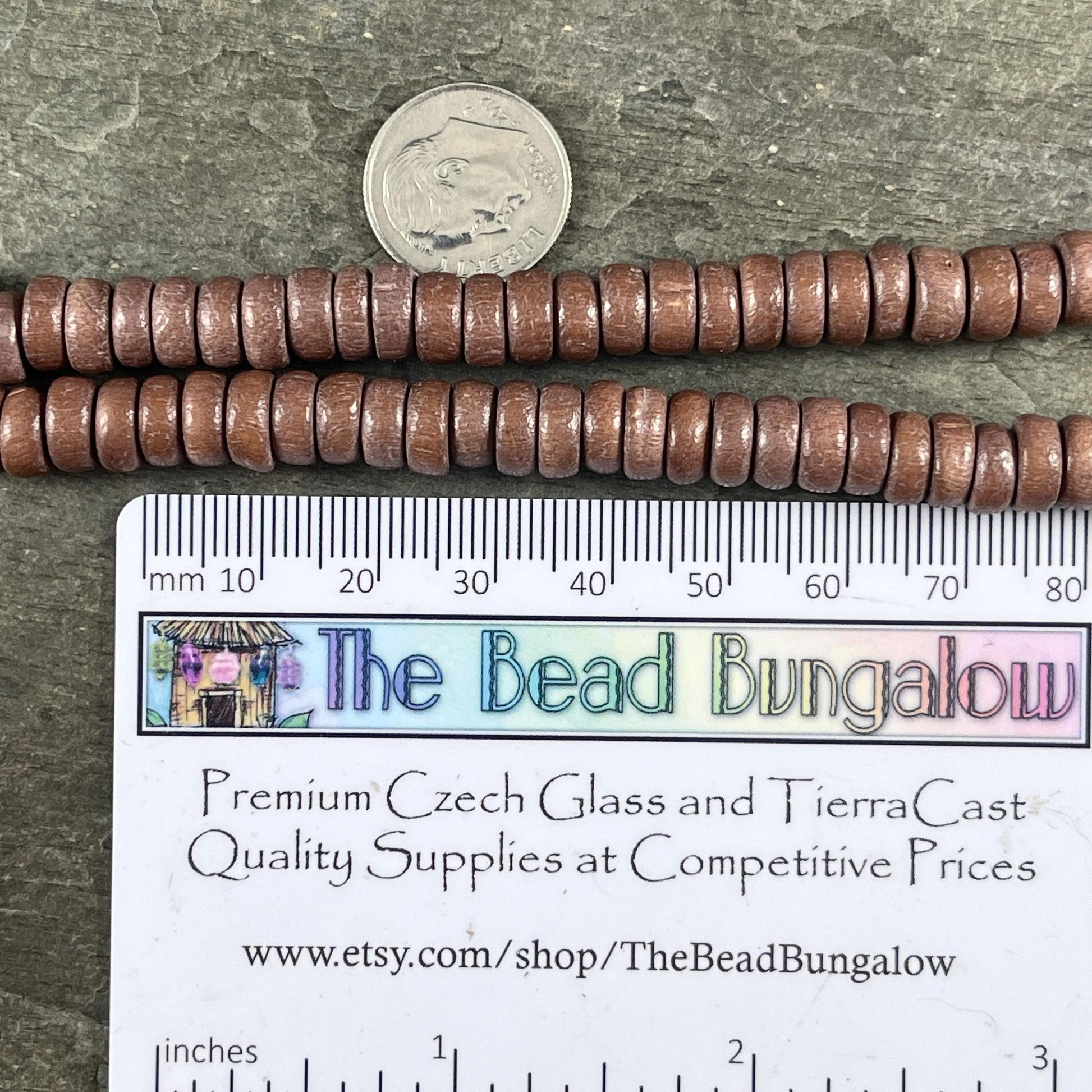 Brown Wooden Beads, 8mm Chocolate Brown Rondelle Beads (9598) * 16" Strand