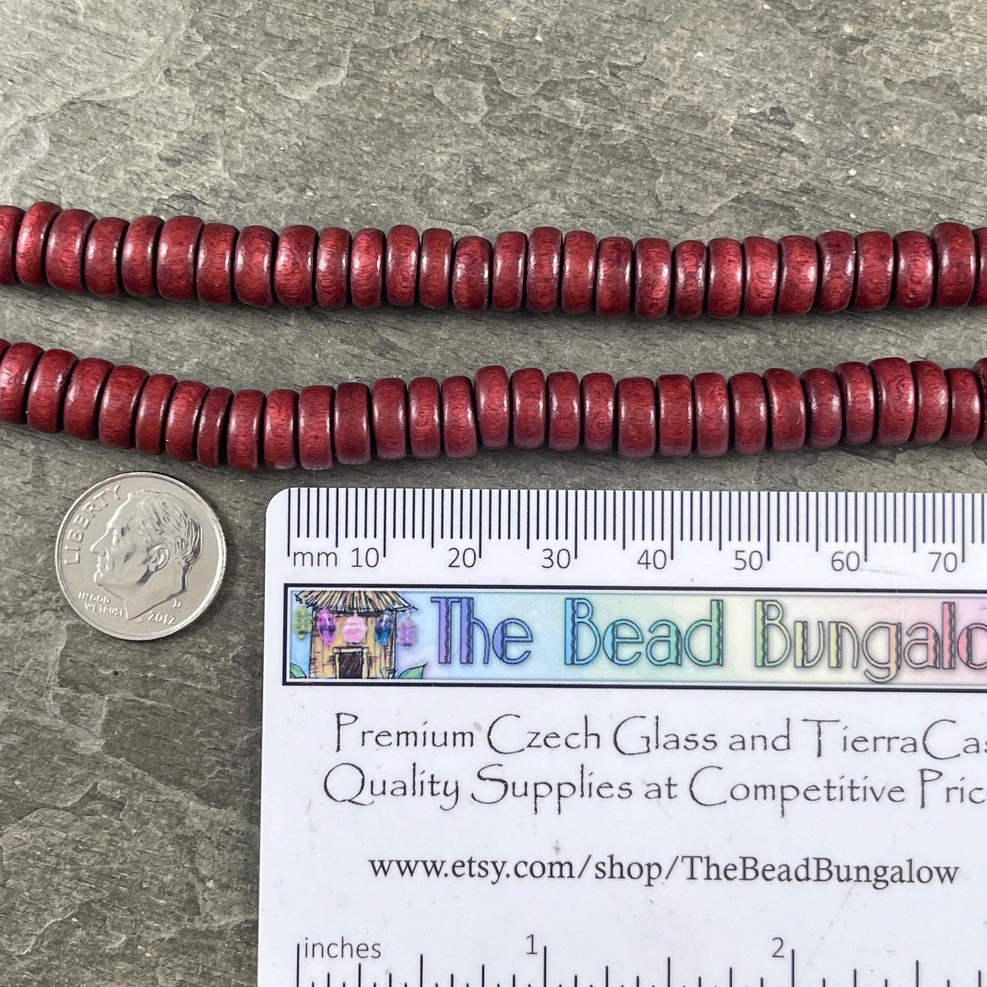 Rust Brown Wooden Beads, 8mm Reddish Brown Rondelle Beads (9597) * 16" Strand
