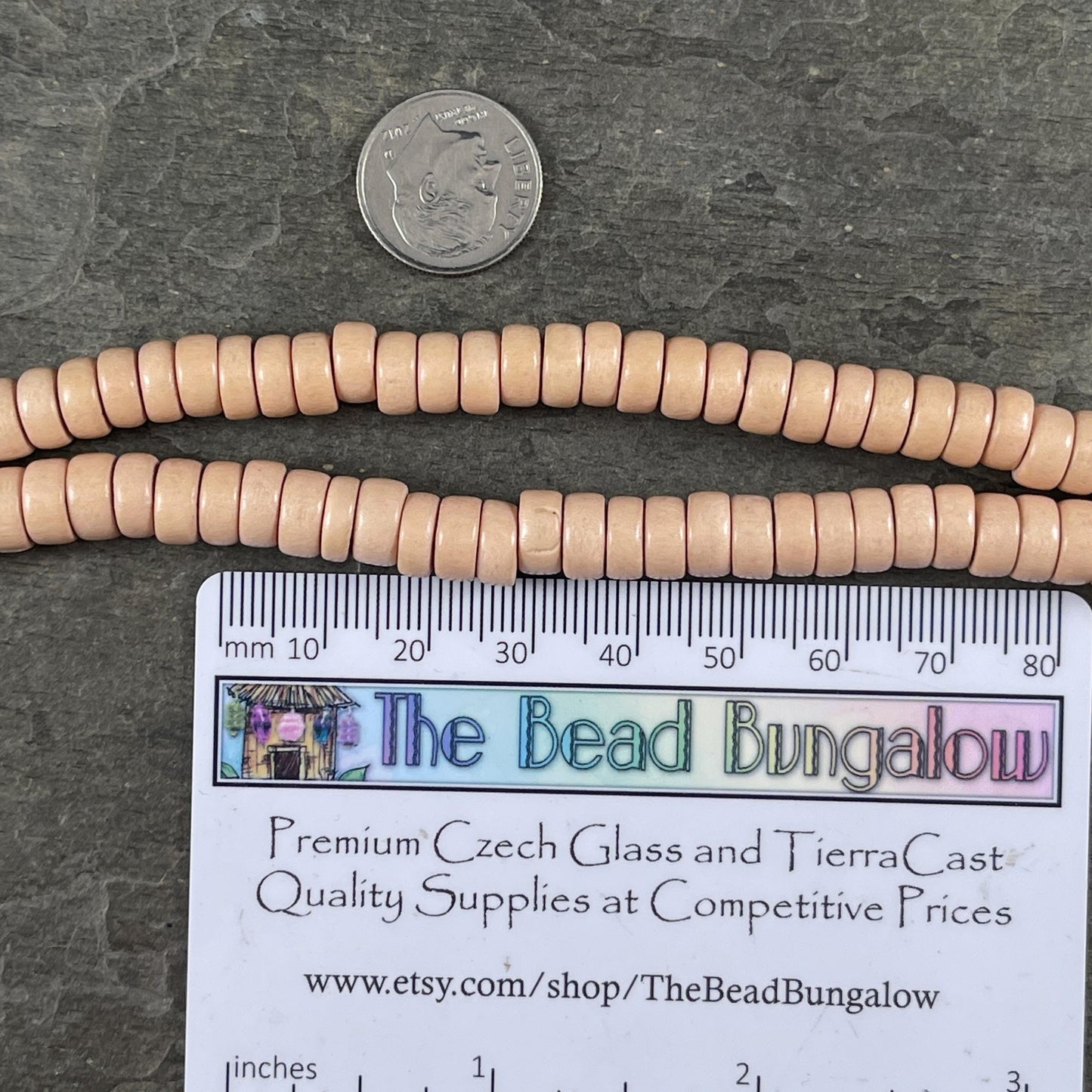 Pale Peach Wooden Beads, 8mm Light Tan Rondelle Beads (2672) * 16" Strand