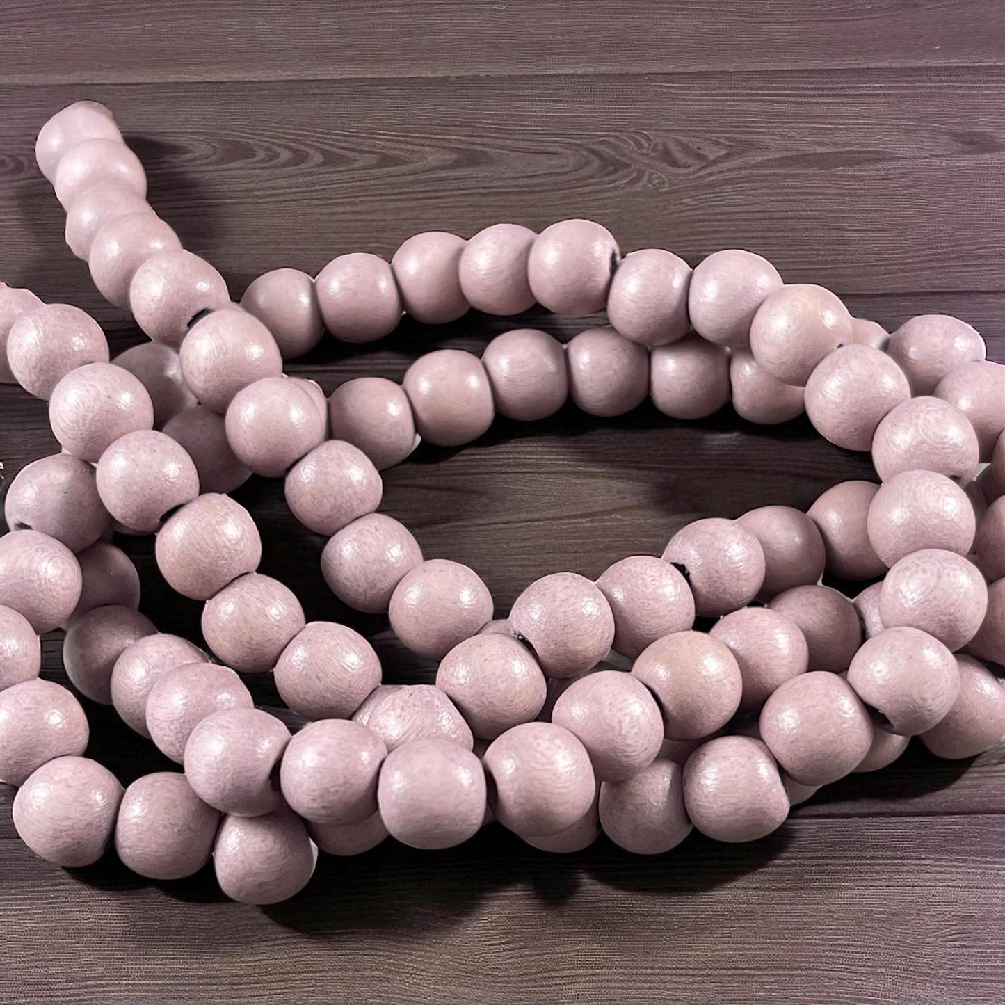 8mm Round Wooden Beads, Light Mauve Color Lightweight Wooden Beads (9459v2) * 16" Strand