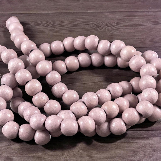 8mm Round Wooden Beads, Light Mauve Color Lightweight Wooden Beads (9459v2) * 16" Strand