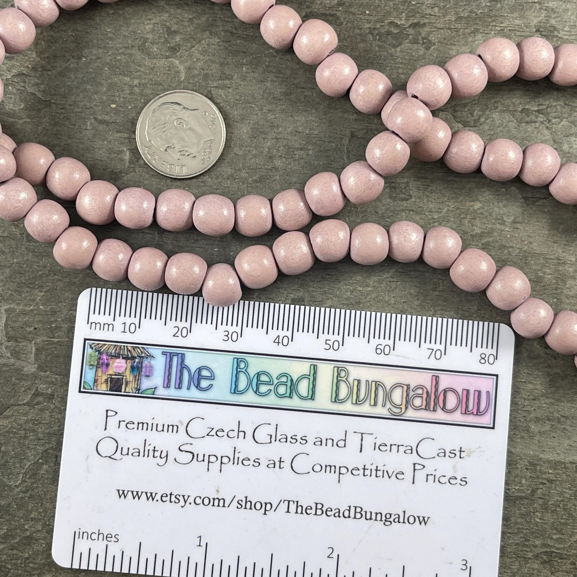8mm Round Wooden Beads, Light Mauve Color Lightweight Wooden Beads (9459v2) * 16" Strand