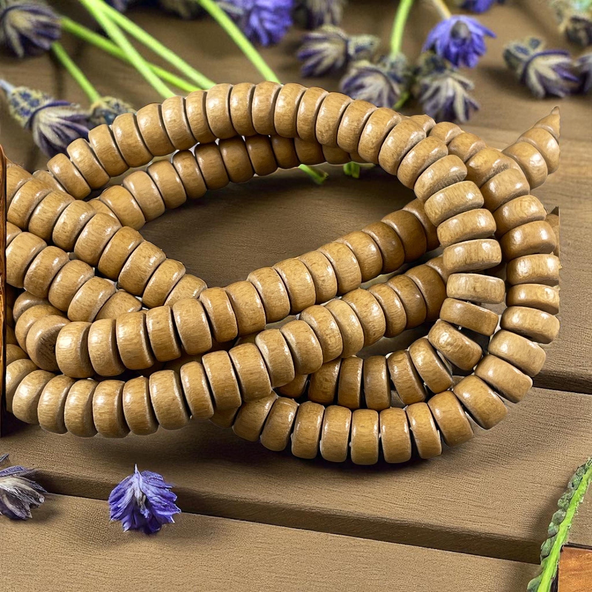 Camel Tan Color Wooden Beads, 8mm Dark Tan Rondelle Beads (1949) * 16" Strand
