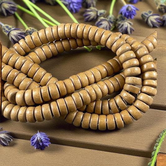 Camel Tan Color Wooden Beads, 8mm Dark Tan Rondelle Beads (1949) * 16" Strand