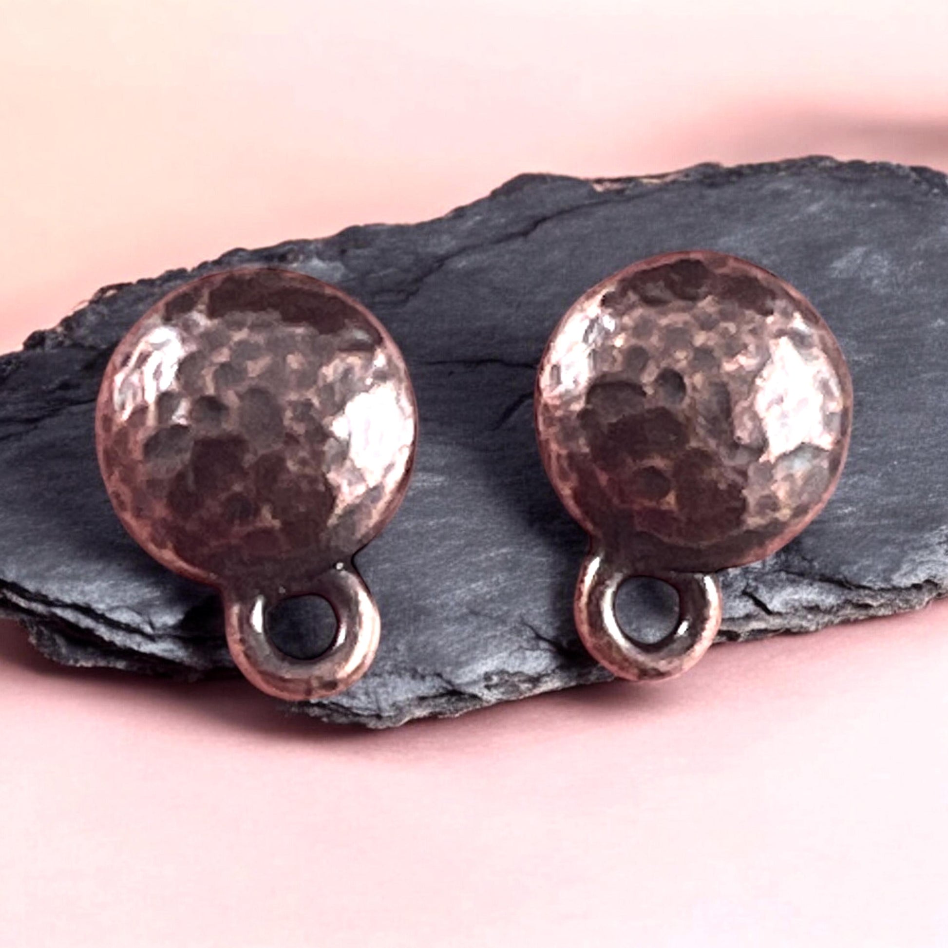 TierraCast Dome Post Setting with Hammertone Design, Antiqued Copper with Titanium Post (PF/425-87) * Qty. 4