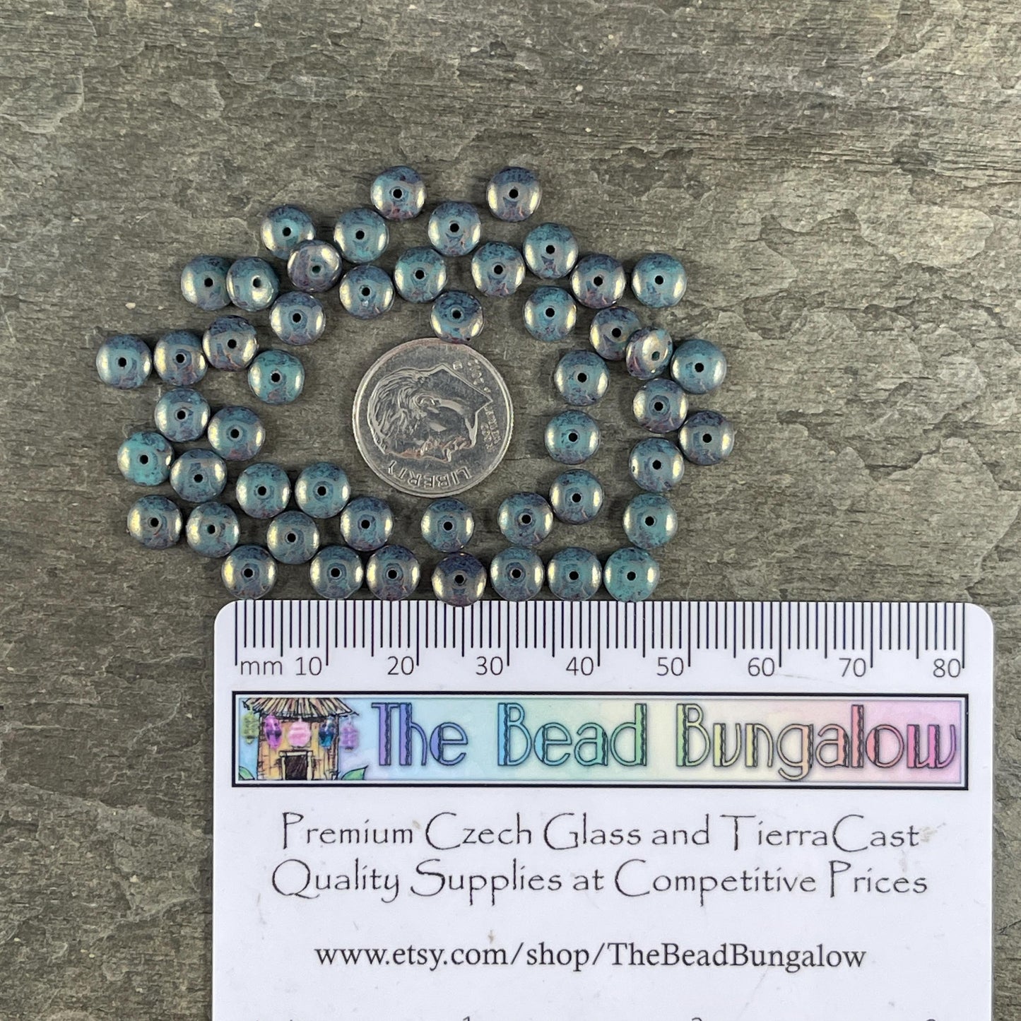 Czech Glass Beads - 6x2mm Heishi Rondelle, Slate Blue Luster (DSC/N-2212) * Qty. 50