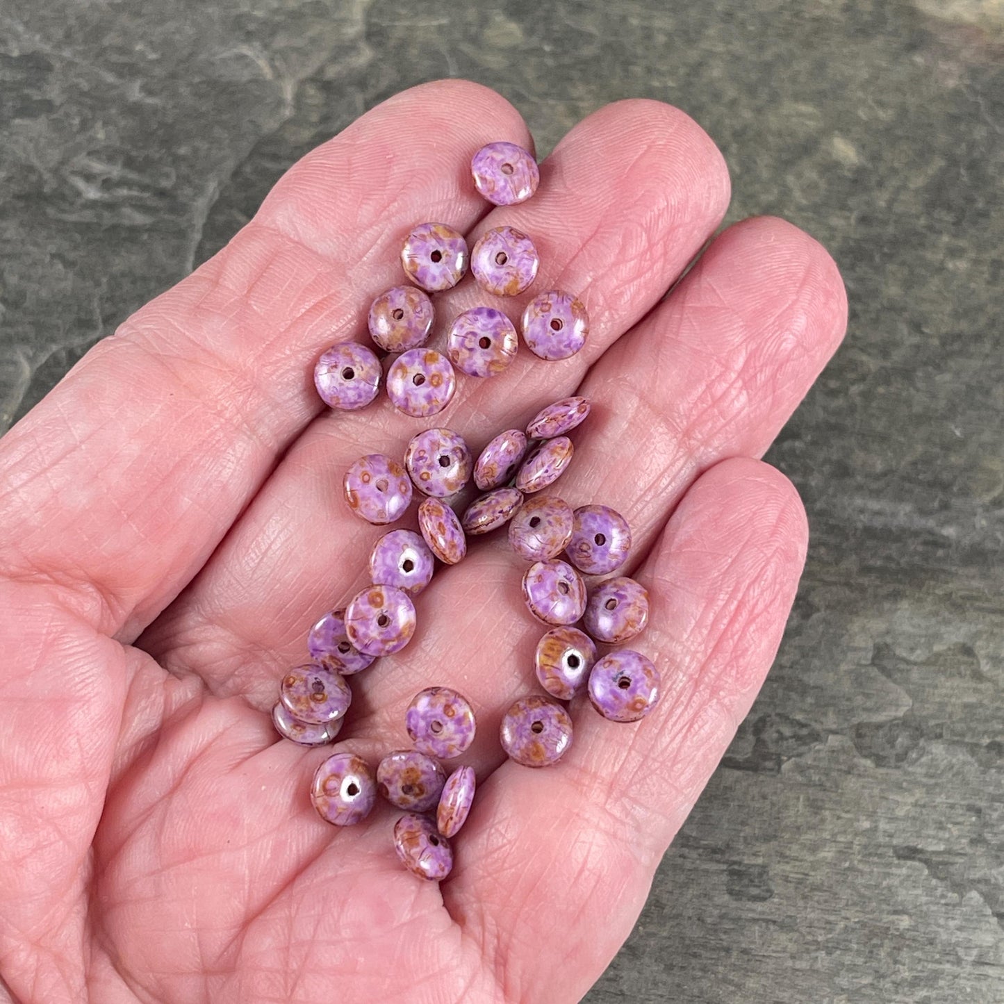 Czech Glass Beads - 6x2mm Heishi Rondelle, Thistle Purple with Picasso Finish (DSC/N-0453) * Qty. 50