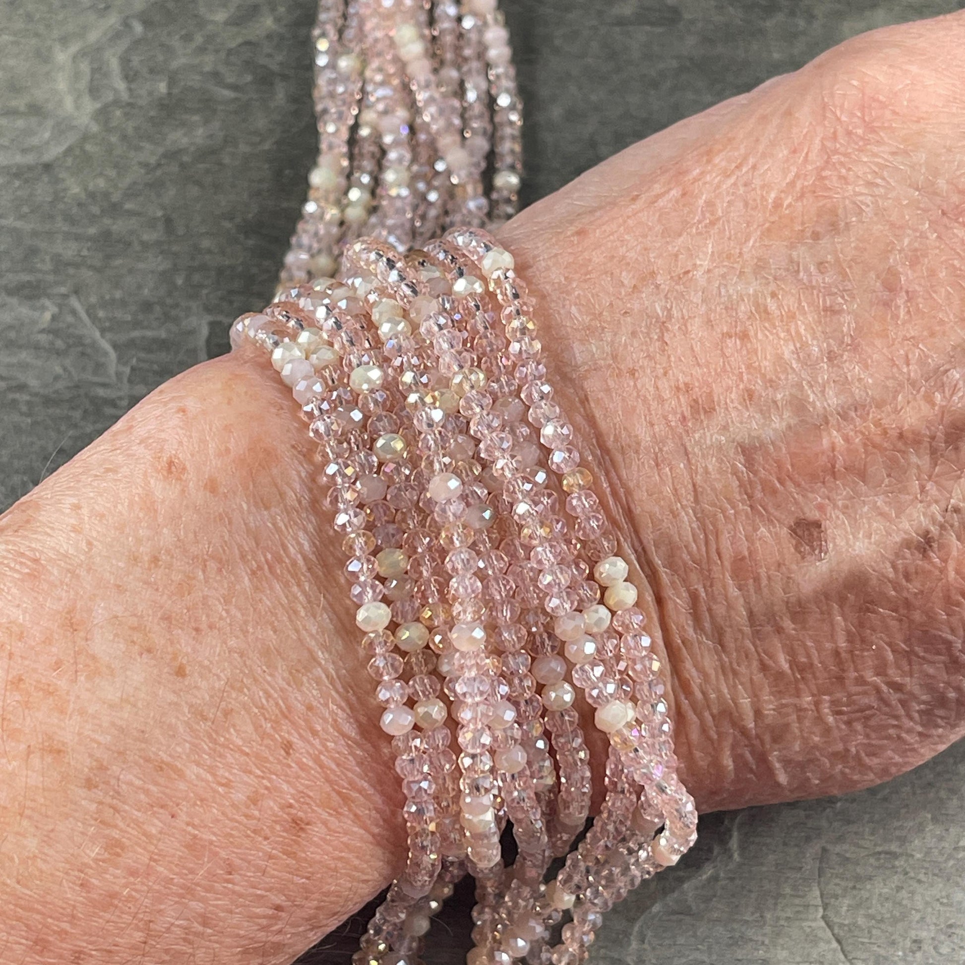 Tiny Mixed Glass Beads, Pale Vintage Pink and Beige 3x2mm Faceted Glass Beads (Vintage Pink) - 15" Strand