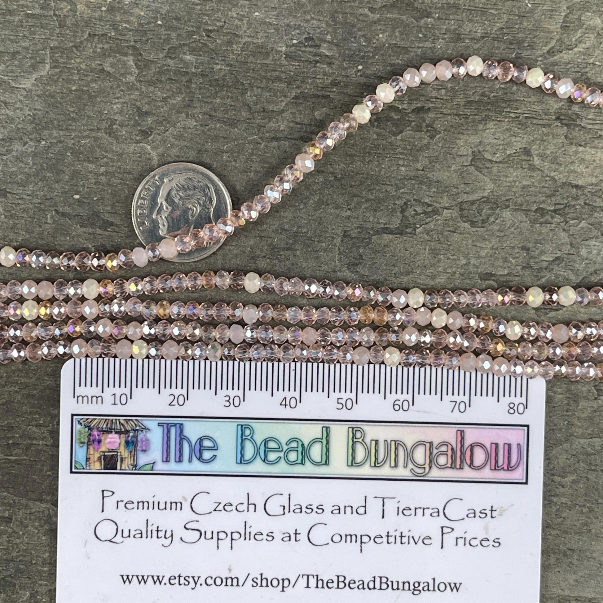 Tiny Mixed Glass Beads, Pale Vintage Pink and Beige 3x2mm Faceted Glass Beads (Vintage Pink) - 15" Strand
