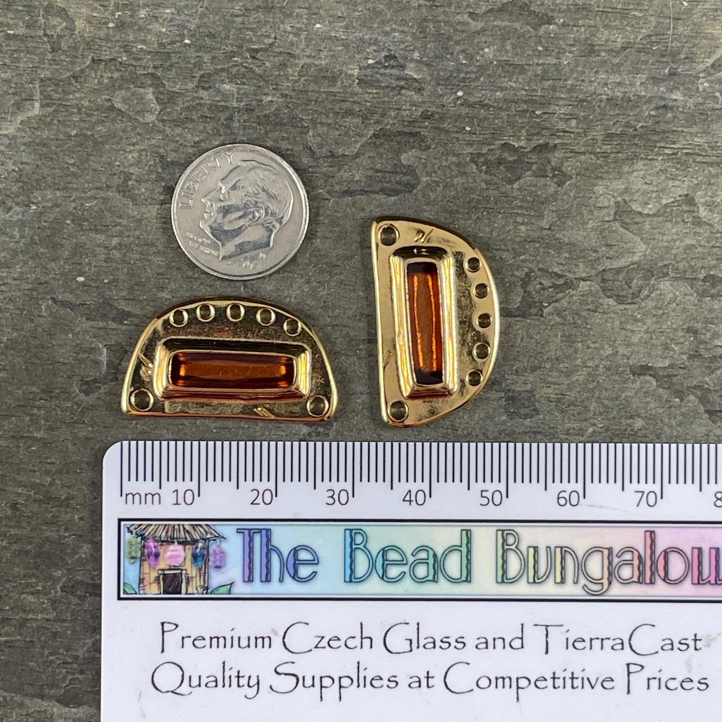 Gold and Topaz Chandelier Pendant, 24k Gold Plated Connector with Topaz Inlay (PF/15295-13-0552) * Qty. 1