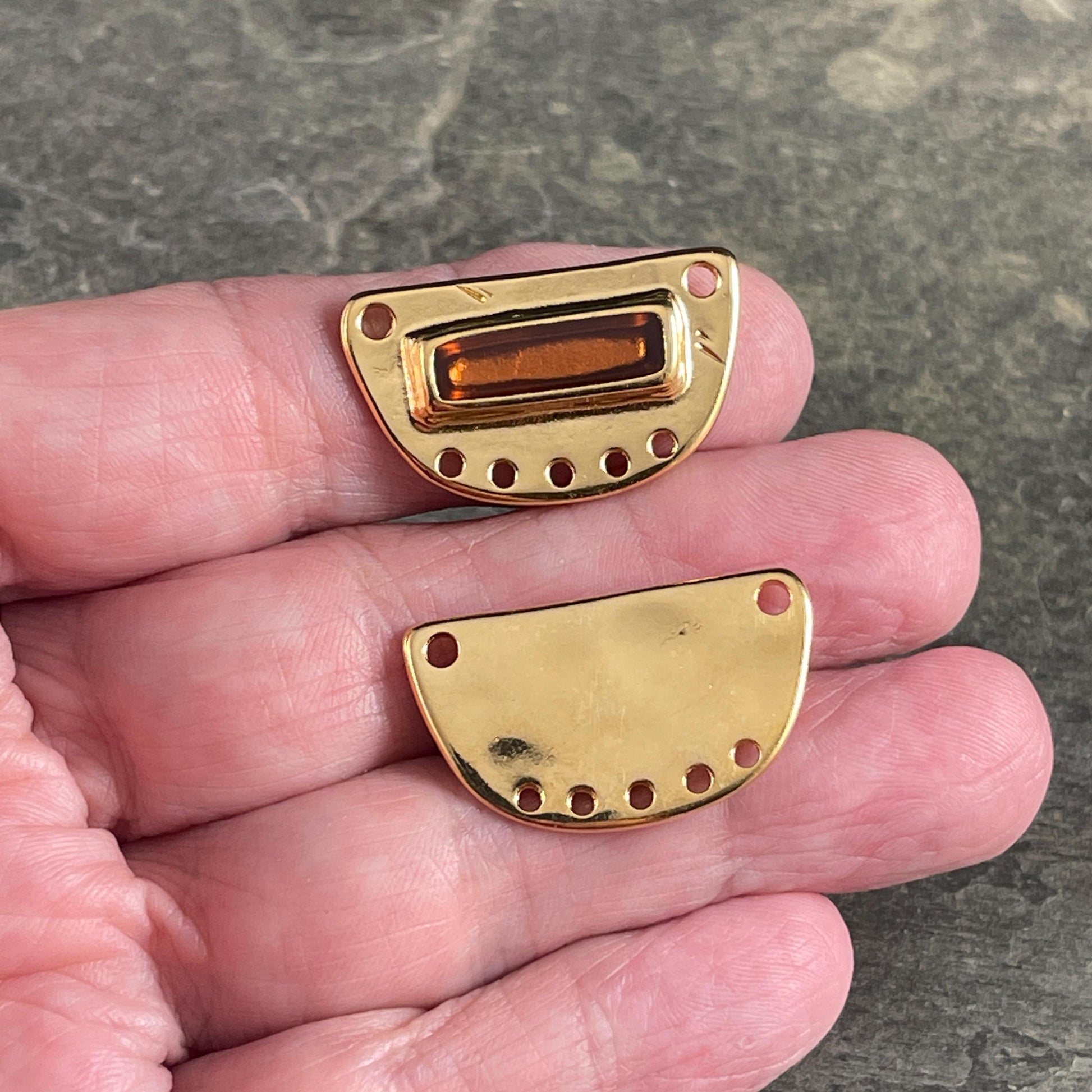 Gold and Topaz Chandelier Pendant, 24k Gold Plated Connector with Topaz Inlay (PF/15295-13-0552) * Qty. 1
