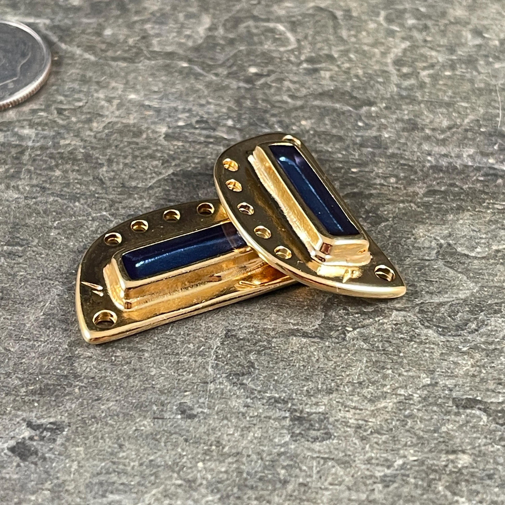 Pacific Blue and Gold Chandelier Pendant, 24k Gold Plated Connector with Pacific Blue Enamel Inlay (PF/15295-13-0538) * Qty. 1