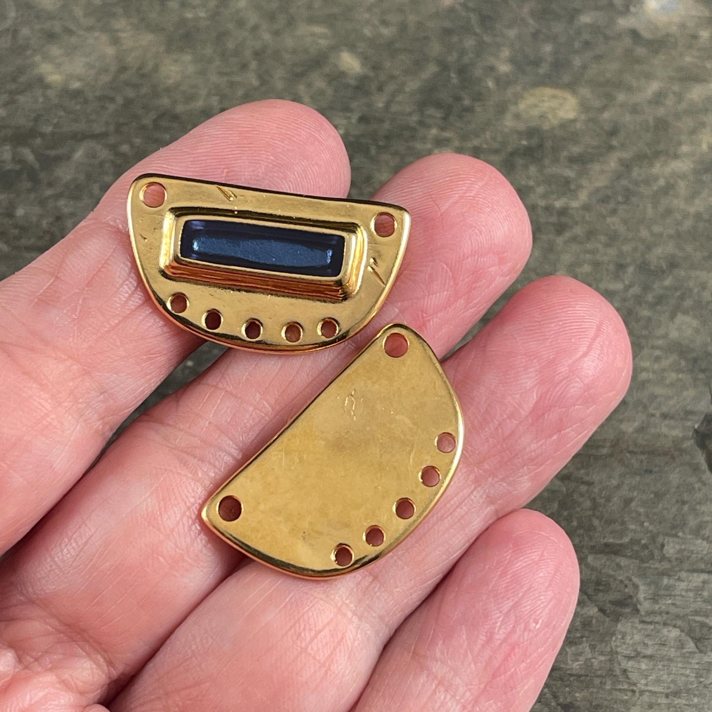 Pacific Blue and Gold Chandelier Pendant, 24k Gold Plated Connector with Pacific Blue Enamel Inlay (PF/15295-13-0538) * Qty. 1