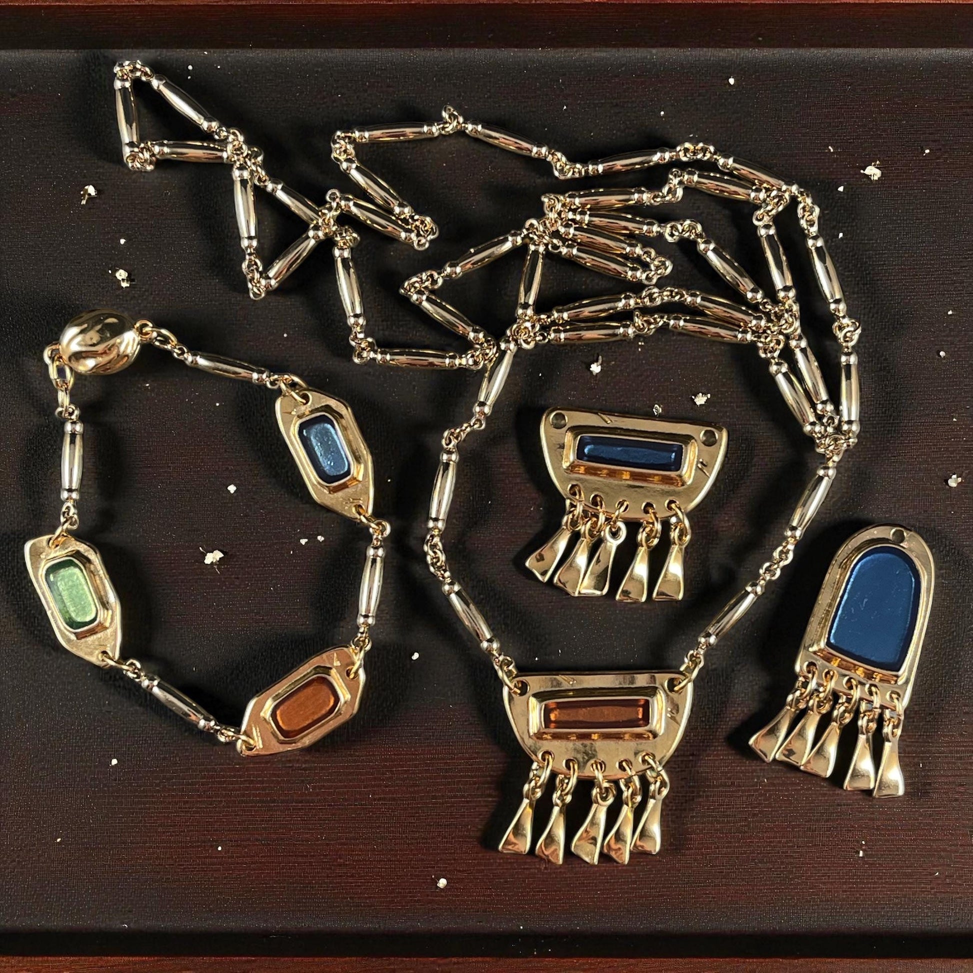24k Gold Plated Link with Peridot Green Enamel Inlay (PF/15296-13-0556) * Qty. 2