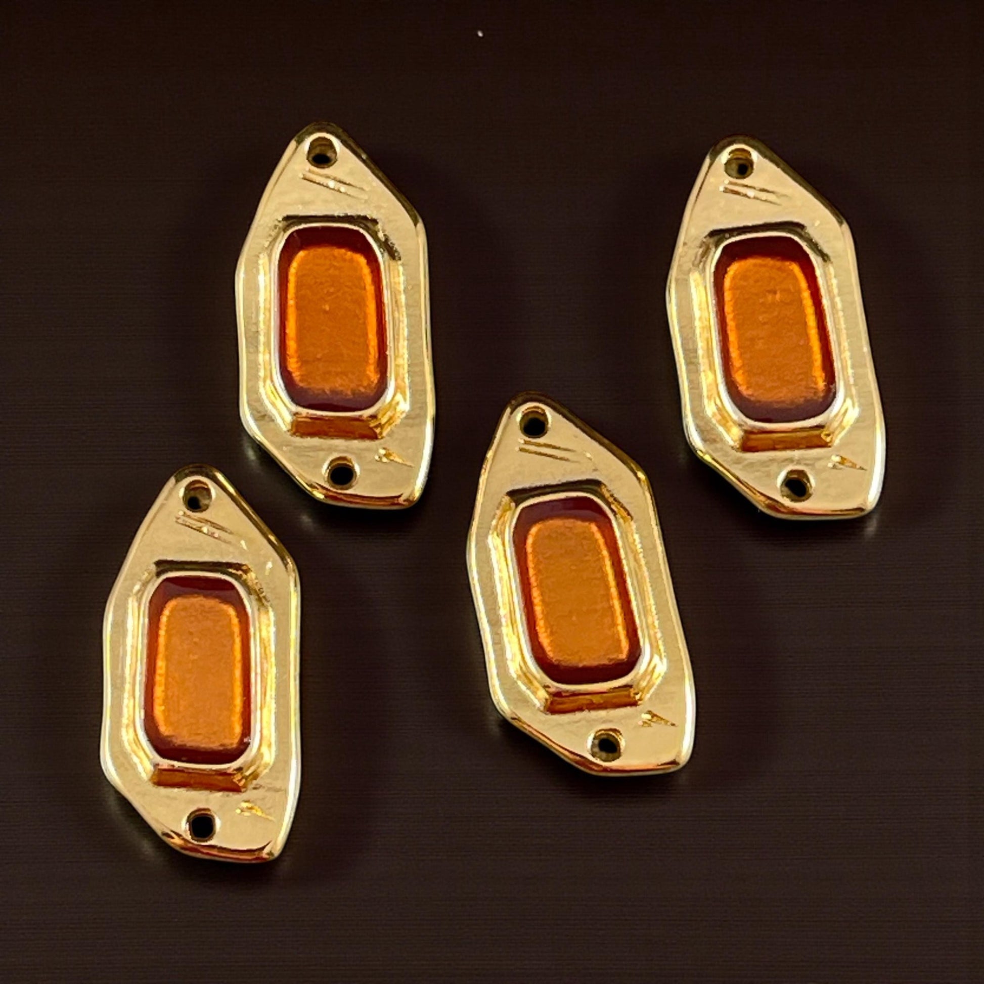 24k Gold Plated Link with Topaz Enamel Inlay (PF/15296-13-0552) * Qty. 2